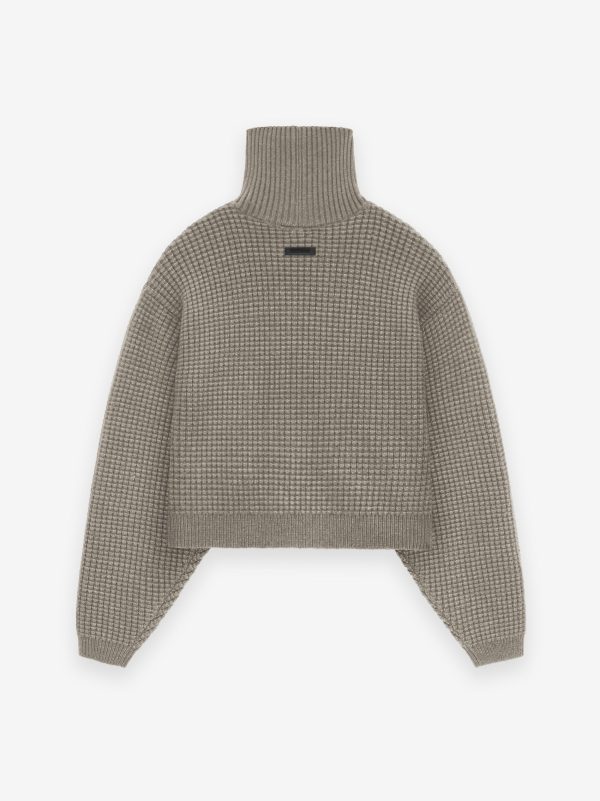 Women s Heavy Waffle Cropped Turtleneck Supply