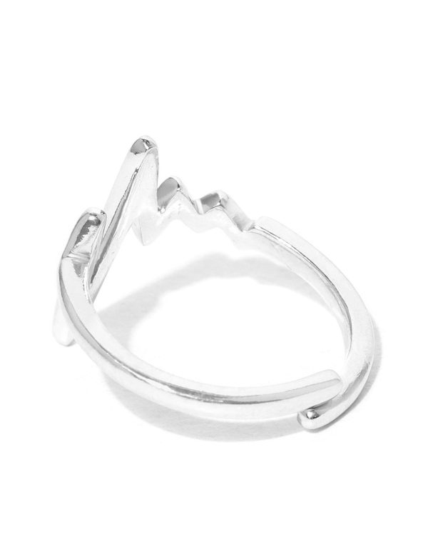 Carlton London Rhodium Plated Silver Toned Contemporary Adjustable Finger Ring For Women Online now