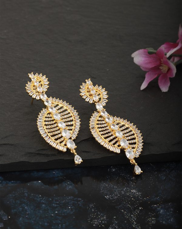 Carlton London Gold Plated Cz Drop Earring For Women Sale