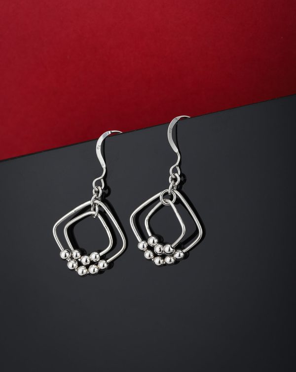 Carlton London 925 Sterling Silver Rhodium Plated Contemporary Drop Earring Online now