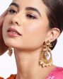 Gold Plated Pearl Enamel Chandelier Jhumka Earring For Women Sale