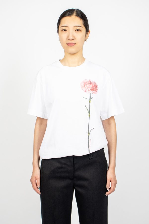 Carnation Print T-Shirt White For Cheap