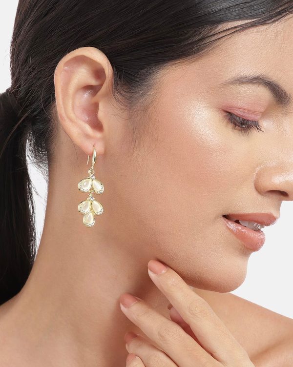 Gold Plated With Moon Stone Fancy Drop Earring For Women For Discount