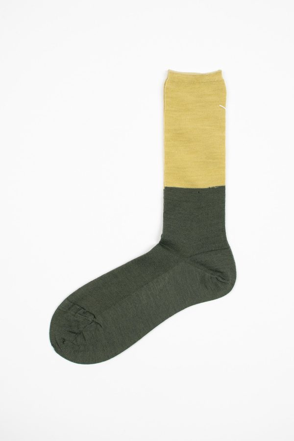 ANP-92M Two Tone Rib Sock Khaki Cream Hot on Sale