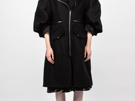 Sculpted Biker Detail Coat Black Fashion