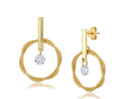 Carlton London 18Kt Gold Plated Drop Earrings With Dangling Cz Online