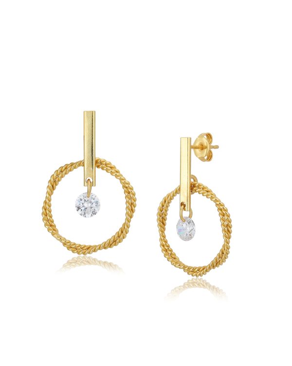 Carlton London 18Kt Gold Plated Drop Earrings With Dangling Cz Online