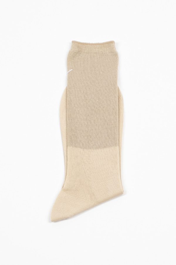 ANP-92L Tow Tone Ribbed Socks Ivory Beige Online now