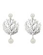 Carlton London Rhodium Plated White Pearl Withtree Drop Earring For Women For Sale