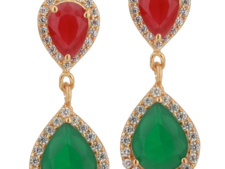 Carlton London Gold Plated With Stone Teardrop Drop Earring For Women Fashion