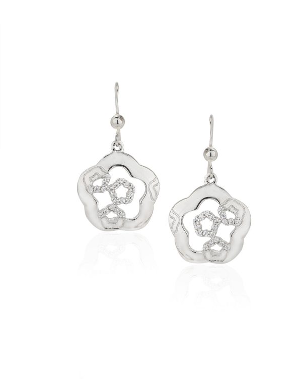 Carlton London 925 Sterling Silver Rhodium Plated Contemporary Cz Drop Earring Online