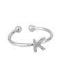 Carlton London Rhodium Plated Silver Toned  K  Shape Cz Studded Adjustable Finger Ring For Women Fashion