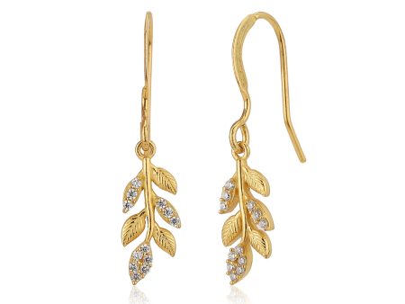 Carlton London Gold Plated Cz Leaf Drop Earring For Women Hot on Sale