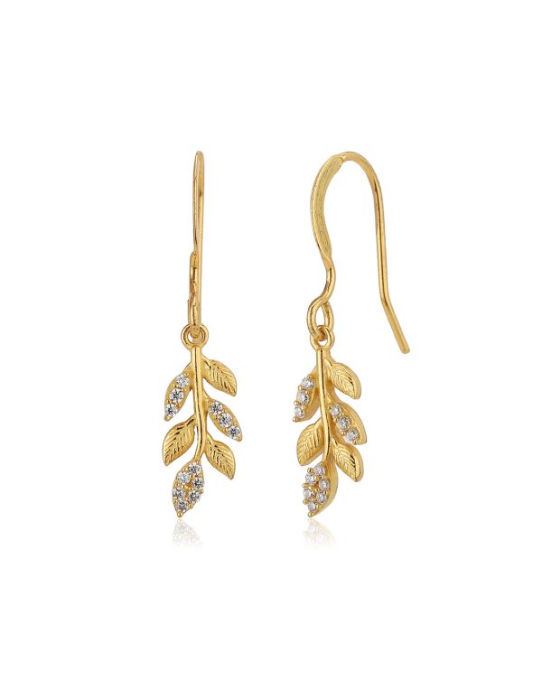 Carlton London Gold Plated Cz Leaf Drop Earring For Women Hot on Sale