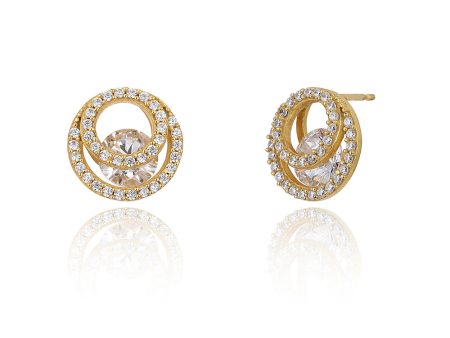 Carlton London Gold Plated Cz Studded Stud Earring For Women Cheap