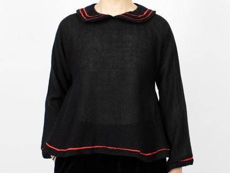 Border Washed Shirt Black Red Hot on Sale