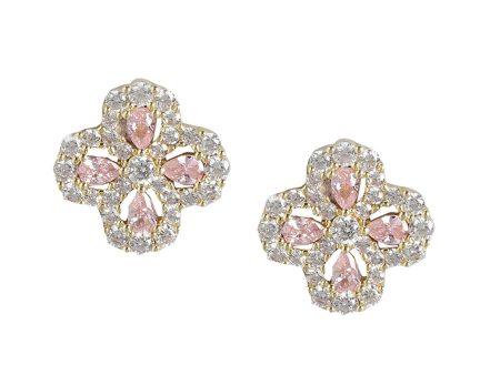 Gold Plated With Cz Floral Stud Earring For Women on Sale