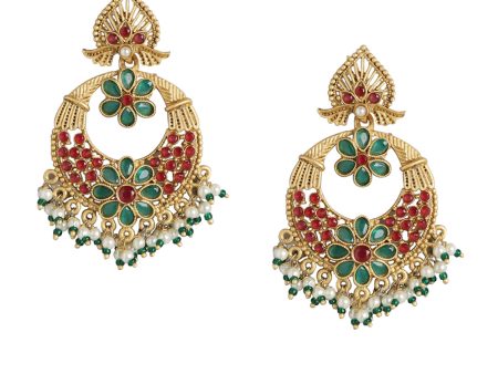 Gold Plated Kundan Pearl Chandelier Jhumka Earring For Women For Cheap