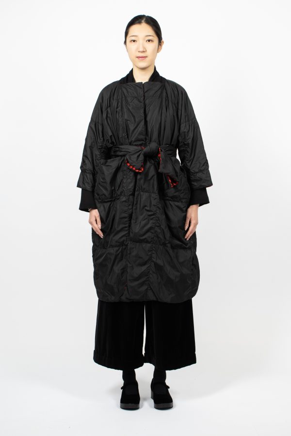 Quilted Reversible Coat Black Red Supply