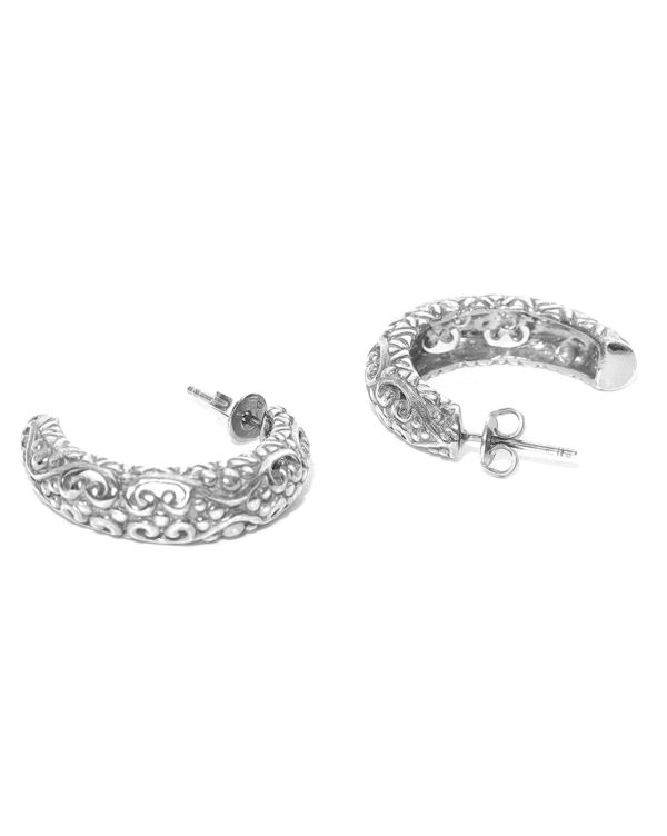 Carlton London Oxidised Silver Plated Crescent Half Hoop Earring For Women Online Hot Sale