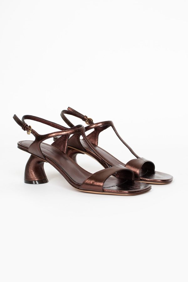 Leather Heeled Sandals Copper Hot on Sale