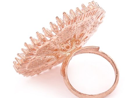 Carlton London Rose Gold Plated Cz Studded Floral Shape Finger Ring For Women Online