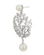 Carlton London Rhodium Plated White Pearl Withtree Drop Earring For Women For Sale