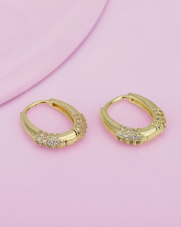 Gold Plated With Cz Petite Hoop Earring For Women Hot on Sale