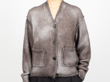 Sprayed Mohair Cardigan Anthracite Grey Online now