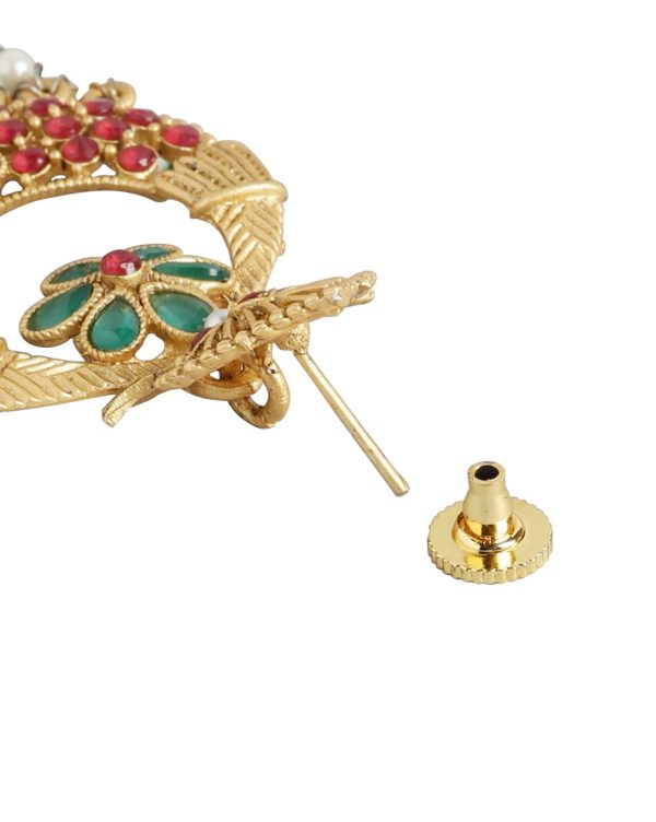 Gold Plated Kundan Pearl Chandelier Jhumka Earring For Women For Cheap