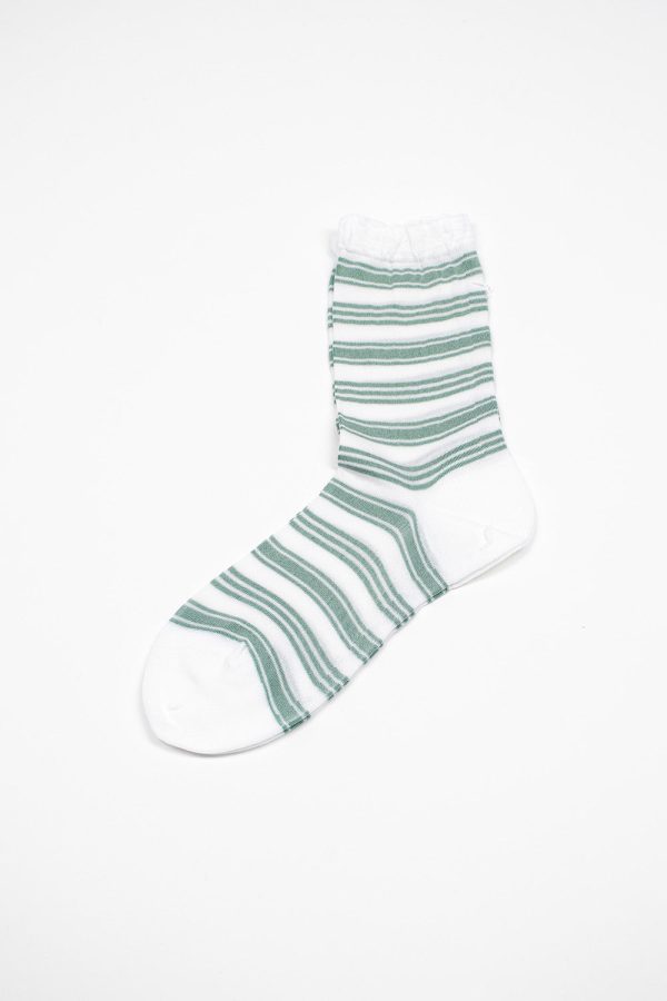 AM-781 Border Socks Green White For Cheap