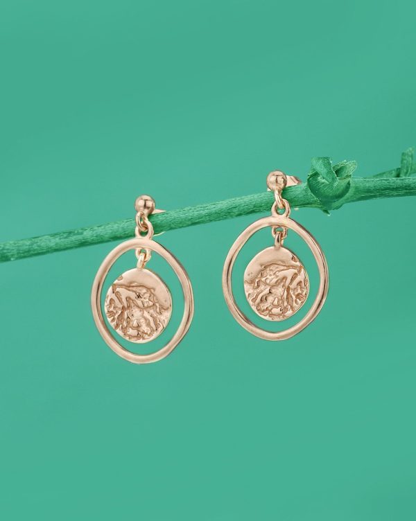 Carlton London 18Kt Rose Gold Plated Circular Drop Earrings on Sale