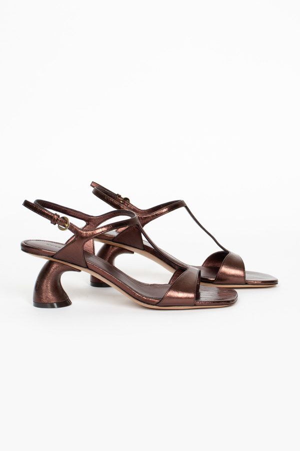 Leather Heeled Sandals Copper Hot on Sale