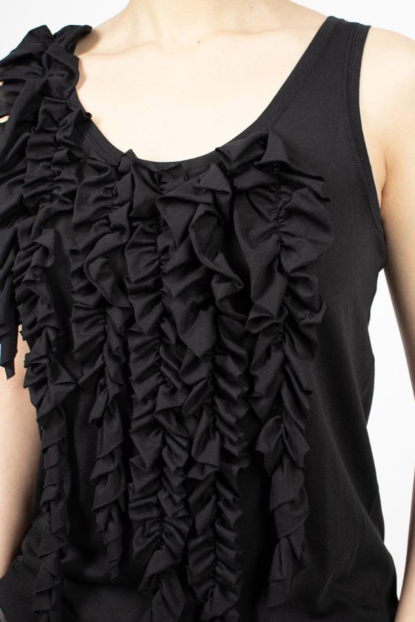 Asymmetric Ruffle Top Black Online Hot Sale