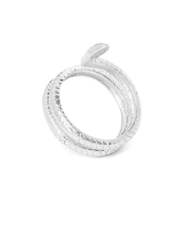 Carlton London Rhodium Plated Silver Toned Snake Shape Adjustable Finger Ring For Women For Discount