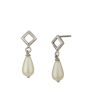 Carlton London Rhodium Plated Contemporary Drop Earring With Dangling Pearl Cheap