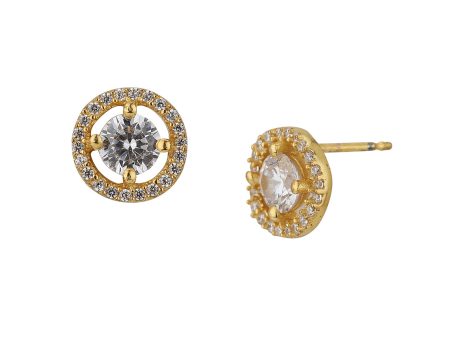 Carlton London Gold Plated Cz Circular Stud Earring For Women For Cheap