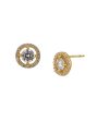 Carlton London Gold Plated Cz Circular Stud Earring For Women For Cheap