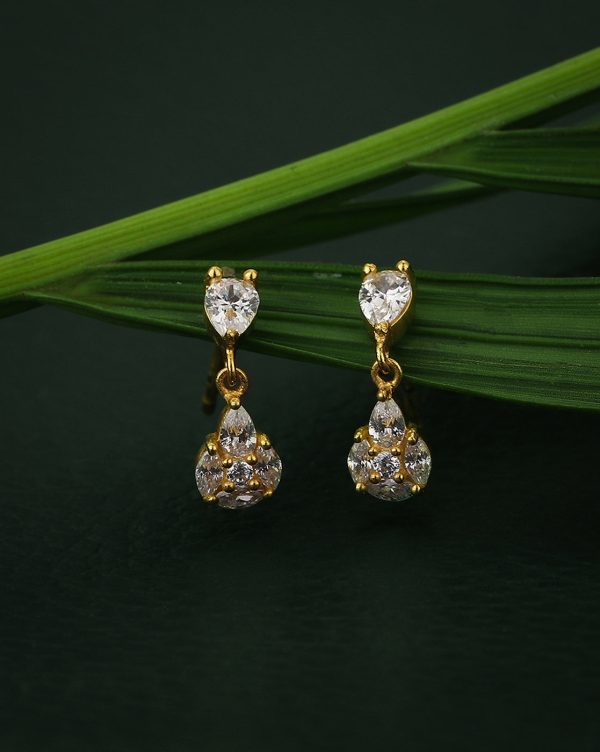 Carlton London Gold Plated Cz Teardrop Drop Earring For Women For Sale