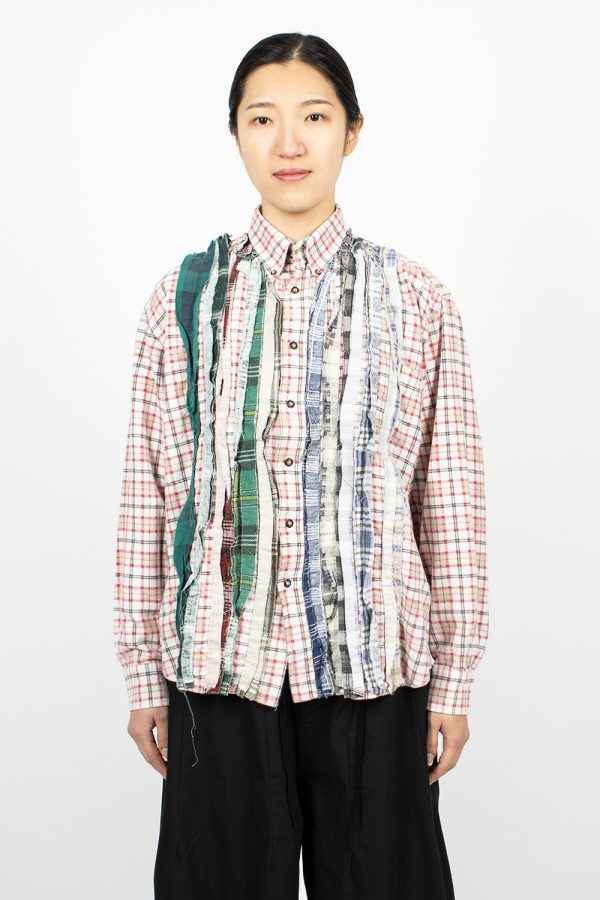 Rebuild Ribbon Flannel Shirt Red Green on Sale