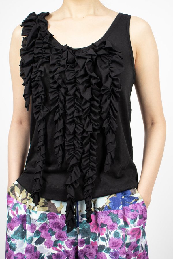 Asymmetric Ruffle Top Black Online Hot Sale