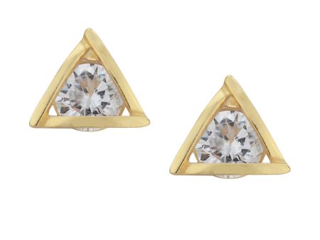 Carlton London Gold Plated Cz Triangular Stud Earring For Women Cheap