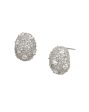 Rhodium Plated Cz Oval Stud Earring For Women Sale