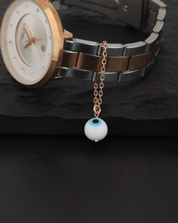 Carlton London Rose Gold Plated Evil Eye Bead Non-Studded Watch Charm For Women on Sale