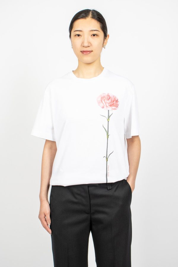 Carnation Print T-Shirt White For Cheap