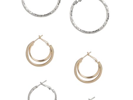 Set Of 3 Fancy Hoop Earring With Silver & Gold Plating For Women Online Hot Sale