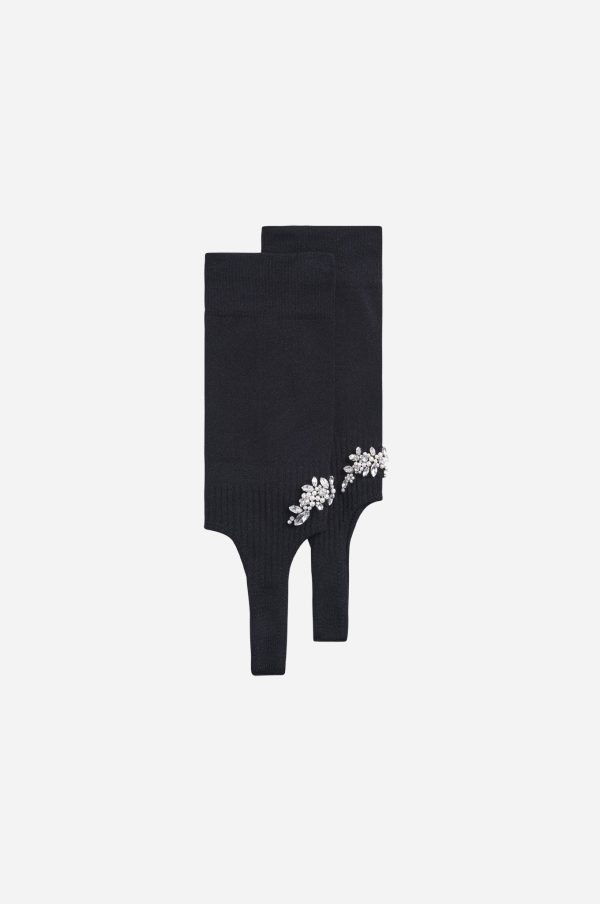 Cluster Flower Stirrup Socks Black Sale