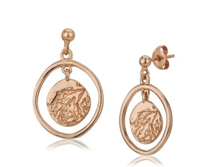 Carlton London 18Kt Rose Gold Plated Circular Drop Earrings on Sale