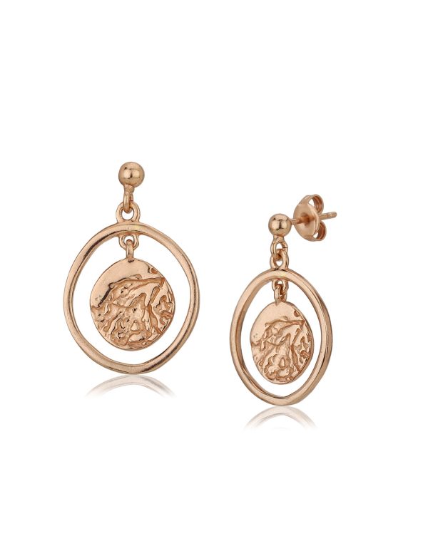 Carlton London 18Kt Rose Gold Plated Circular Drop Earrings on Sale