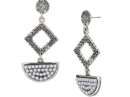 Carlton London Rhodium Plated White Beaded Drop Earring For Women For Discount